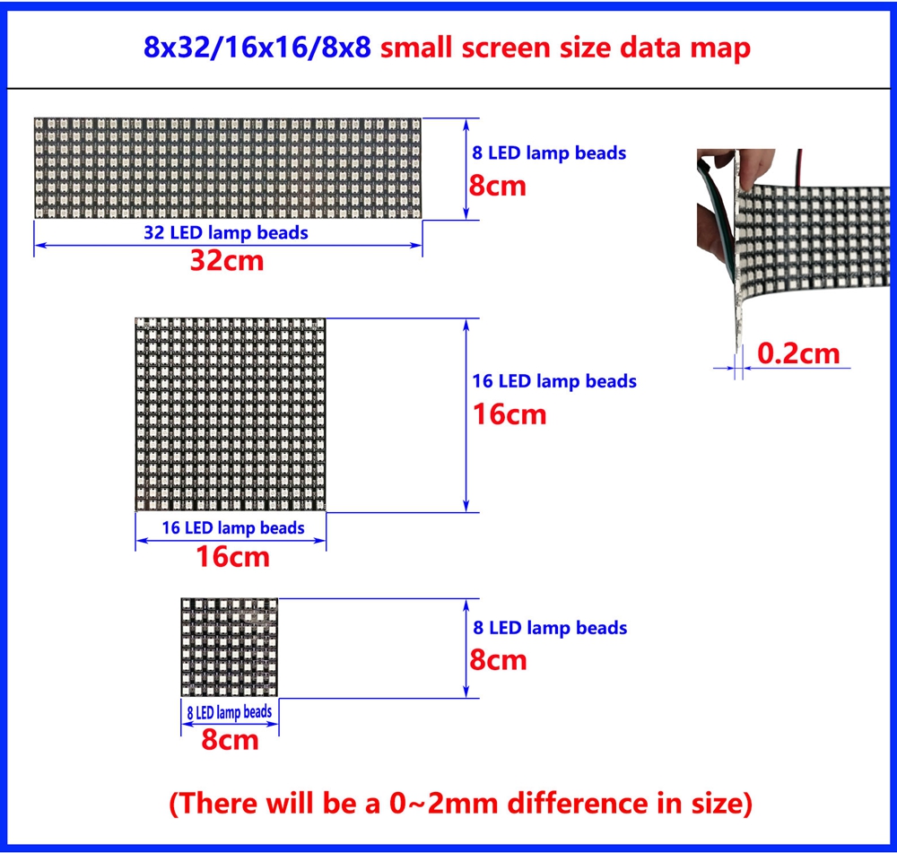 DC5V WS2812B 8*8 16*16 8*32 Fl – Rgb Led Matrix 8X8 Bewertung und Preis